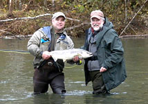 Fly fishing for trout or steelhead with Island Tides fishing lodge.